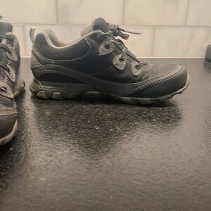 Ahnu by Teva sturdy hiking sneakers. Dark and light gray